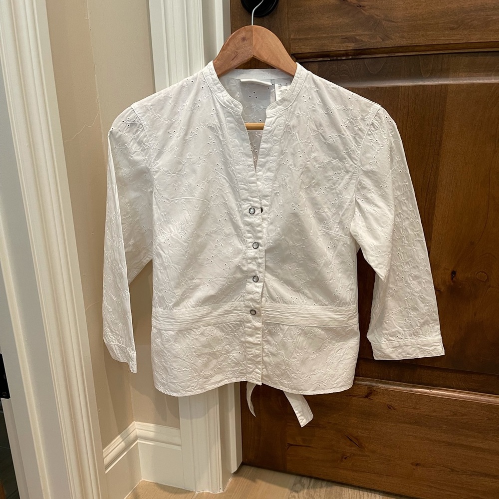 White Eyelet Cotton Top Sz S